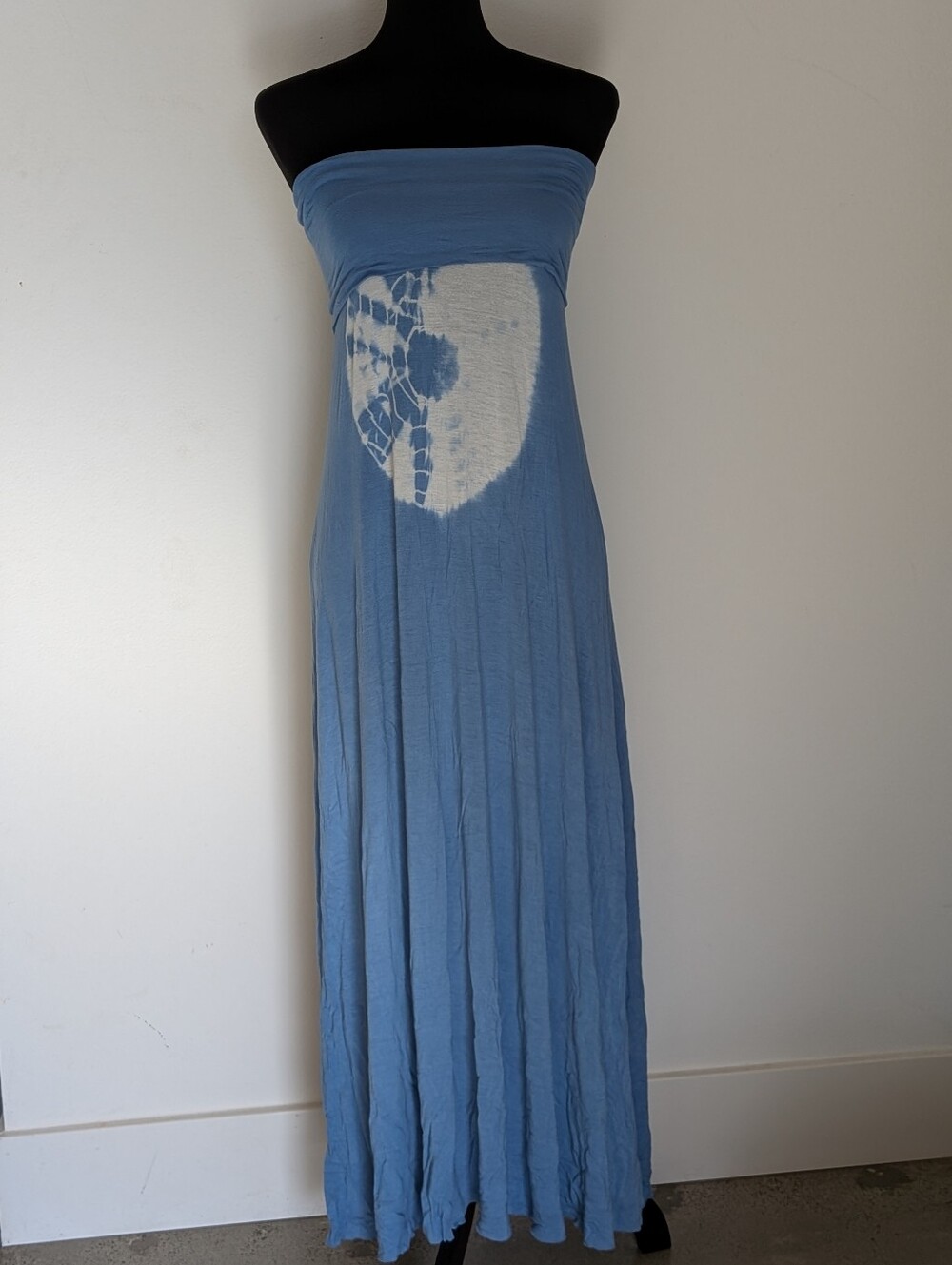 Love Tanjane Strapless Blue Tie-Dye Maxi Dress
